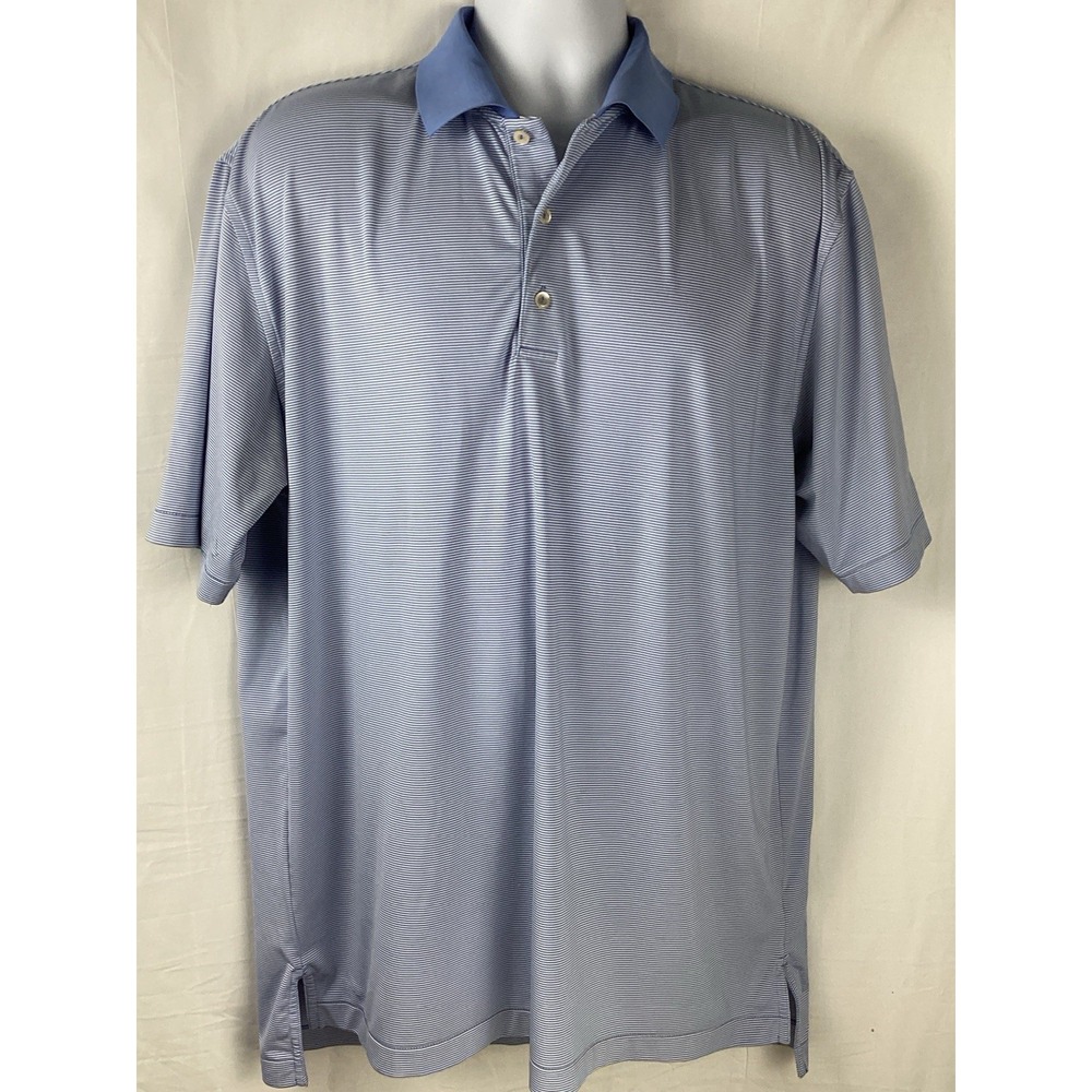 Peter Millar Summer Comfort Men's Large Striped Polo Shirt Short Sleeve Golf